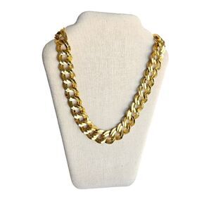 Vintage Monet Gold Chain Necklace Big Double Links Chunky Chain 18" Heavy